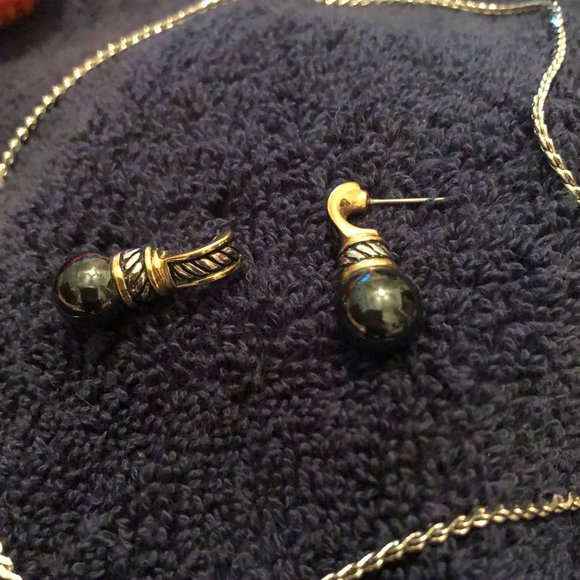 Brighton silver/gold onyx ball jewelry set - Picture 7 of 15